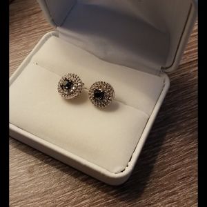 Sterling silver black diamond earrings